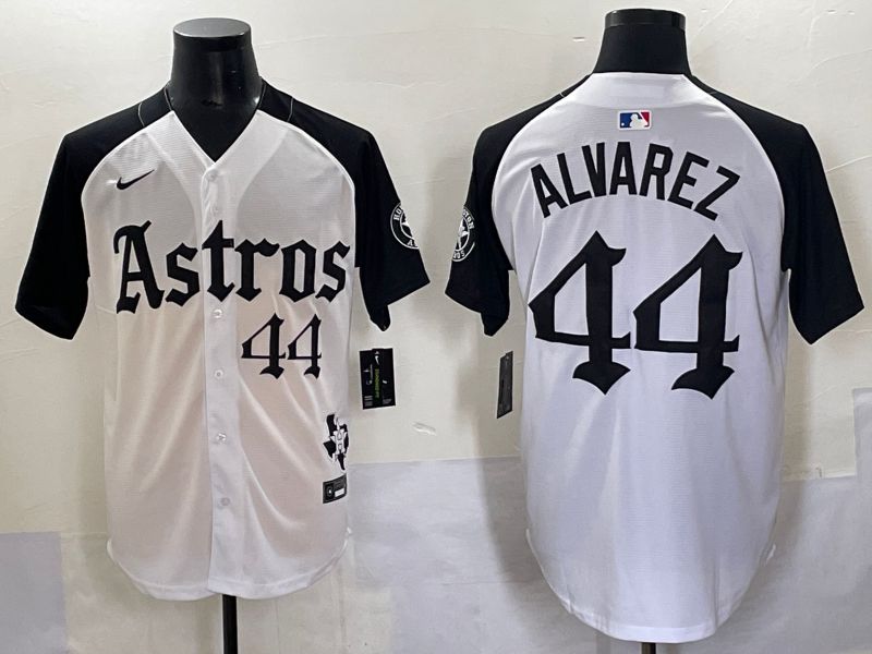 Men 2025 Houston Astros 44 Alvarez White Black Five generations Joint Name Nike MLB Jersey style 6